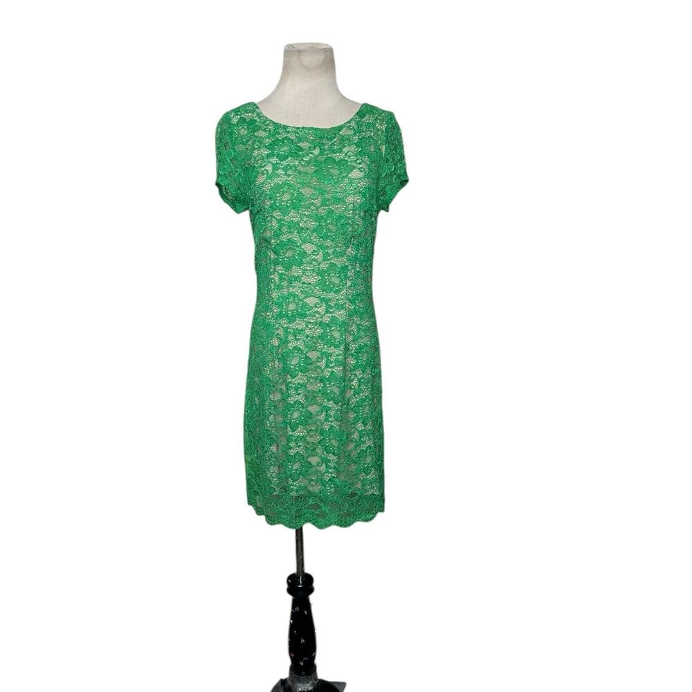 BeBe Y2K green lace short sleeve sheath mini dress Size Medium